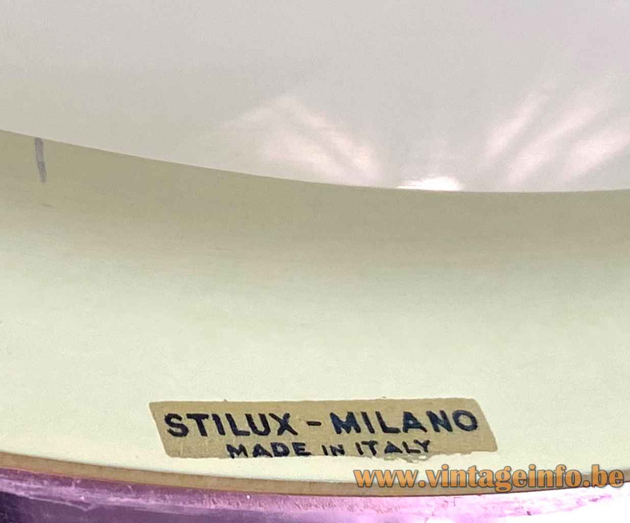 Violet acrylic Stilux desk lamp rectangular Stilux Milano label 1950s made in Italy