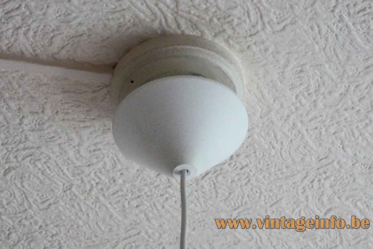Conical Rotaflex pendant lamp white plastic canopy ceiling cap 1960s UK