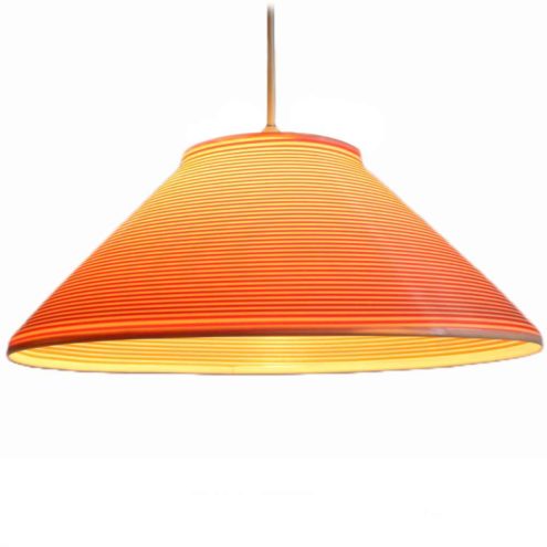Conical Rotaflex pendant lamp red & white striped plastic lampshade 1960s design: John & Sylvia Reid United Kingdom