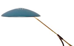 Kaiser Leuchten desk lamp 6775 round metal base adjustable rod perforated mushroom lampshade 1950s 1960s Germany