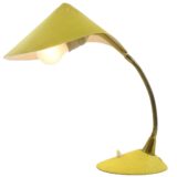 1950s cobra desk lamp cast iron oval base brass gooseneck folded aluminium lampshade Cosack Leuchten Germany