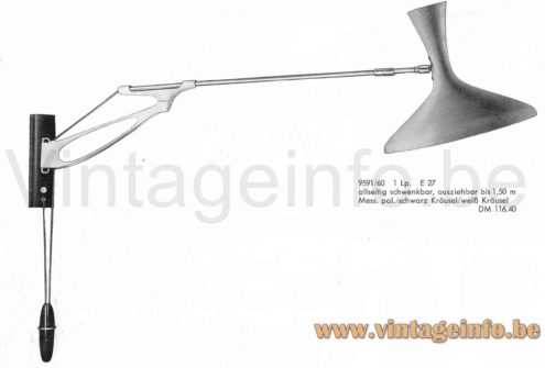 Cosack Swing-Arm Diabolo Wall Lamp - 1959 Catalogue Picture - Model 9591