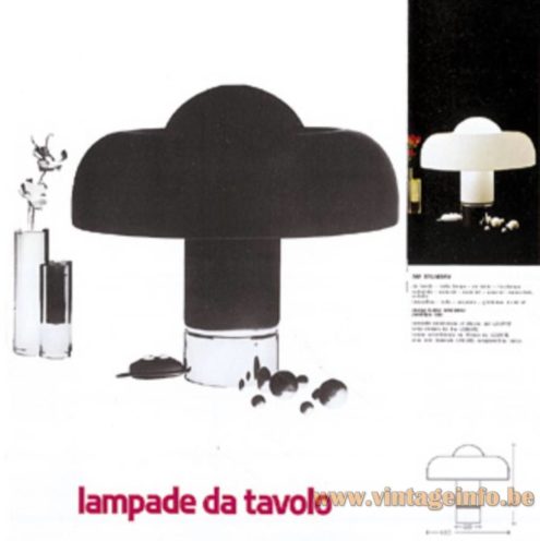 White Harvey Guzzini Brumbry Table Lamp – 1970s Catalogue Picture White Harvey Guzzini Brumbry Table Lamp – 1970s Catalogue Picture