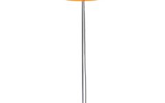 Van Doorn mushroom floor lamp orange acrylic Perspex lampshade chrome rod round white base 1960s 1970s