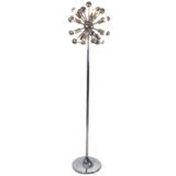 Boulanger sputnik floor lamp chrome round base rod lampshade 12 E14 sockets 1970s 1980s Belgium