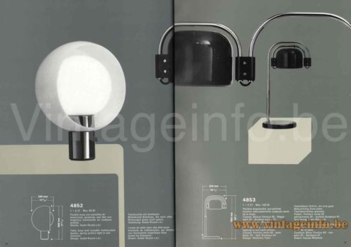 Metalarte moon table lamp 1974 catalogue picture models: 4852 & 4853 design: André Ricard