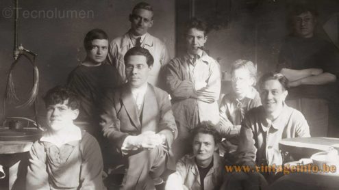 Wagenfeld Bauhaus table lamp 1923 photo at the Bauhaus with Christian Dell