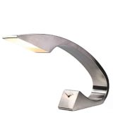 Fase Impala Desk Lamp 1970s design curved stainless steel inox metal base & lampshade & clock Spain