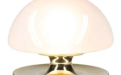 Sirrah VB table lamp round gold-plated aluminium base white opal glass mushroom lampshade 1970s Italy