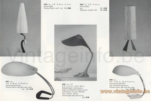 1950s Cobra desk lamp Dame & Co catalogue picture model 3553, model 3561 design: Carl Auböck other table lamp models: 3596; 3605, 3593 DACO 