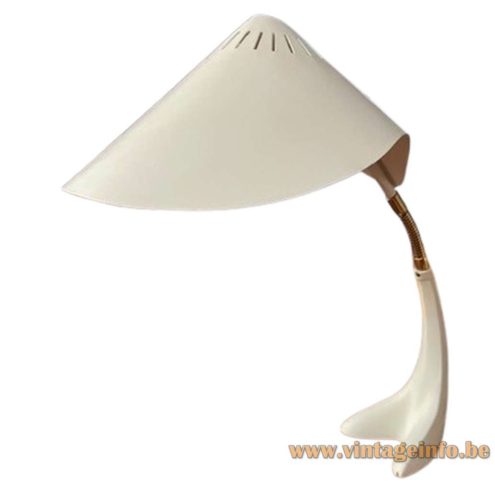 1950s Cobra desk lamp white crowfoot style cast iron base brass rod folded lampshade