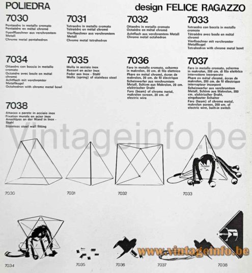 Harvey Guzzini Poliedra table lamp 1970 catalogue picture design: Franco Ragazzo 