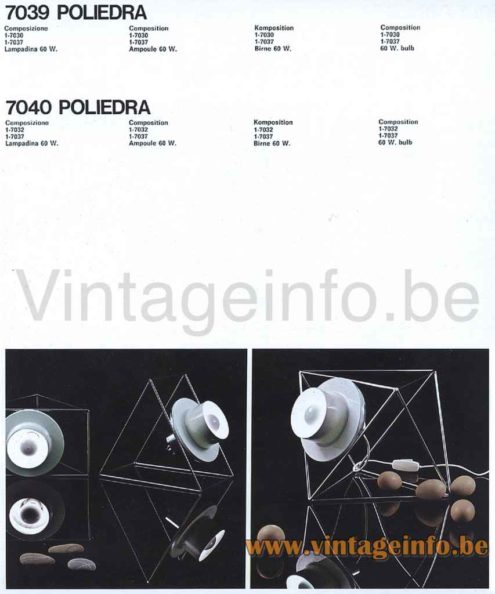Harvey Guzzini Poliedra table lamp 1970 catalogue picture design: Franco Ragazzo 