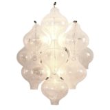 Kalmar Tulipan 9 WA wall lamp Carlo Nason design 1970s AV Mazzega Murano Italy tulip onion glass bulbs lampshade