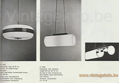 Yki Nummi pendant lamp 1960 Artiforte catalogue picture models: H 1056 & H 1058 Netherlands