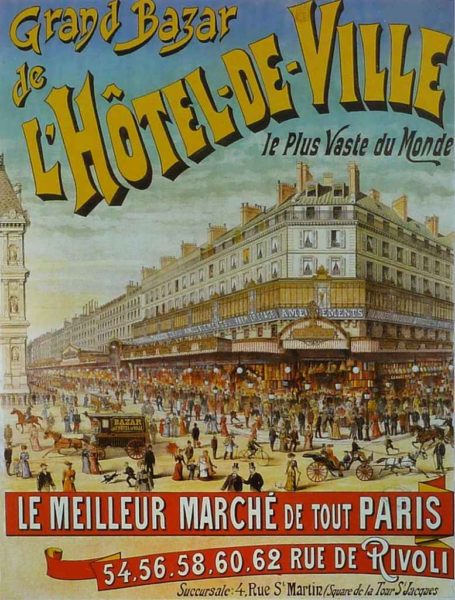 1980s Spiral Table Lamp - Bazar de l'Hôtel de Ville BHV (1891) Poster Émile Lévy