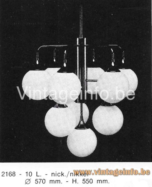 Atomic globes chandelier - 1970s Boulanger catalogue picture model: 2168