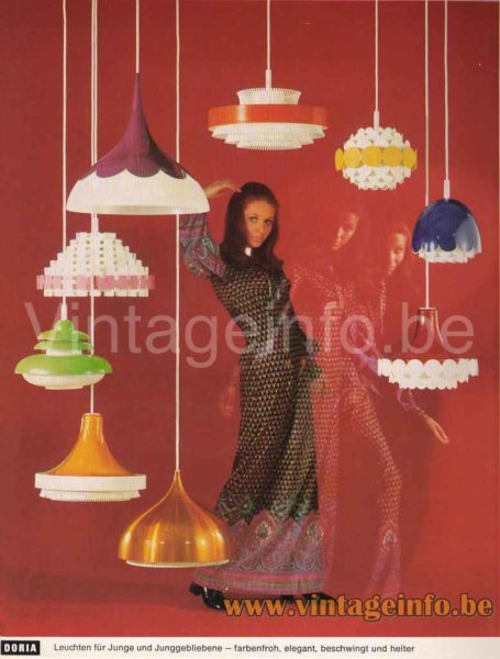 DORIA Metal Pendant Lamp - 1971 - 1972 Catalogue Picture