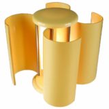 Lamperti flower table lamp 4 adjustable yellow curved plastic louvres lampshade 1960s 1970s Italy