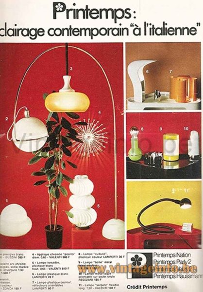 Lamperti flower table lamp La Maison De Marie-Claire Magazine 1972 French publicity picture