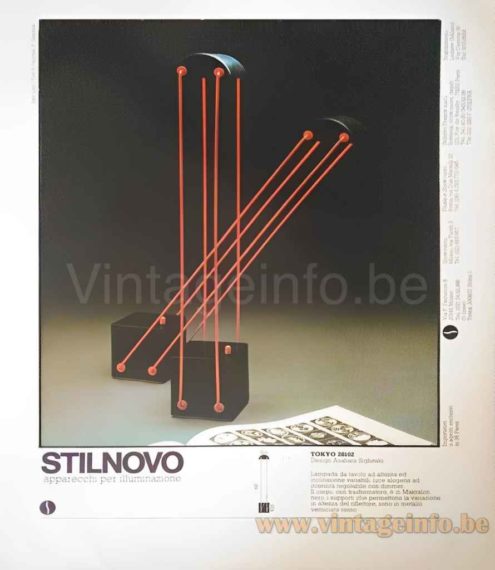 Stilnovo Tokio desk lamp 1980s catalogue picture design: Shigeaki Asahara