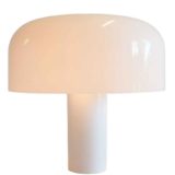 iGuzzini Polo table lamp round white plastic base acrylic mushroom lampshade 1975 design