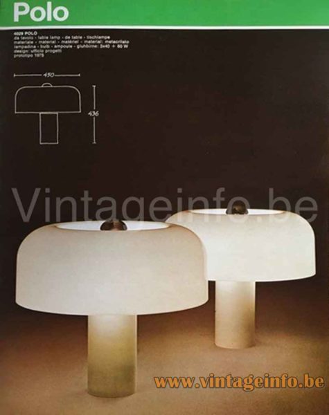 iGuzzini Polo Table Lamp - 1976 Catalogue Picture