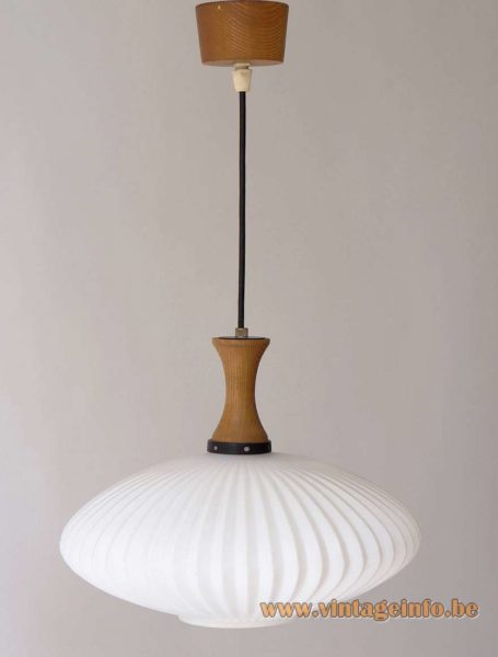 1950s Opal Ribbed Glass Pendant Lamp 2