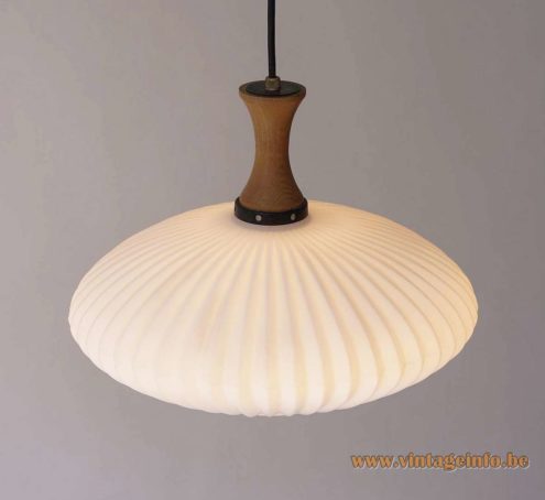1950s Opal Ribbed Glass Pendant Lamp 4