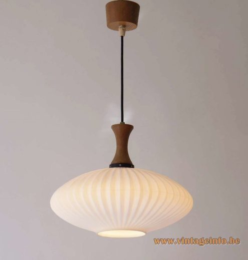 1950s Opal Ribbed Glass Pendant Lamp 6