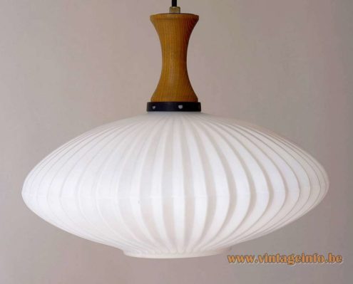 1950s Opal Ribbed Glass Pendant Lamp 7