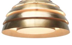 Hans-Agne Jakobsson Lamingo pendant lamp round brass coloured metal lamella lampshade 1960s 1970s Sweden E27 socket
