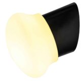 Raak Op-Art wall lamp white opal glass lampshade black anthracite Bakelite plastic wall mount 1970s 1980s