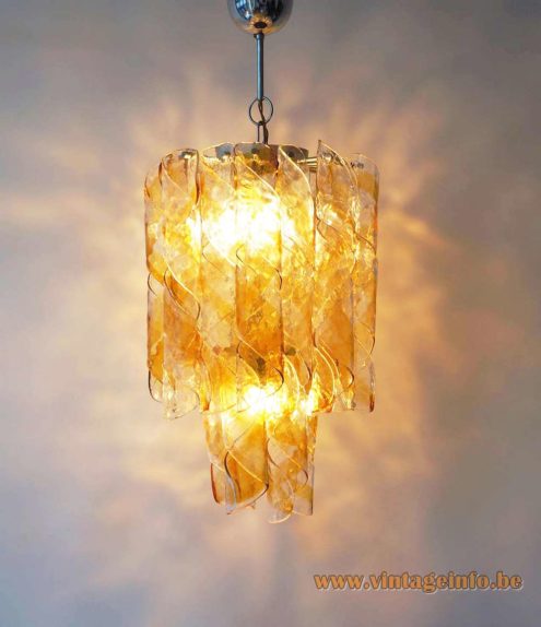 Amber Clear Glass Swirl Chandelier 1