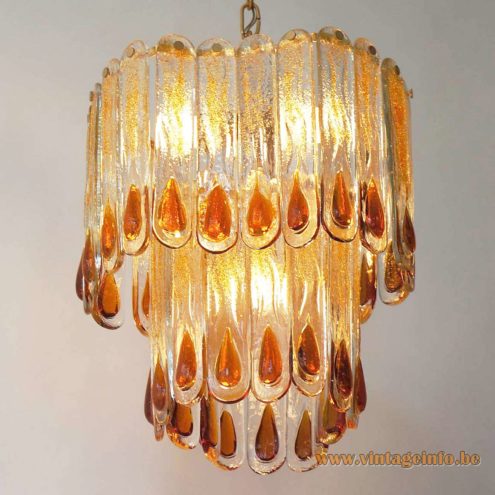 Amber Glass Teardrops Chandelier 7