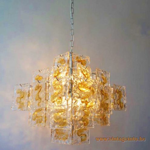 Amber Square Discs Chandelier 2