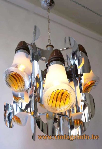 Amber White Glass Horn Chandelier 6