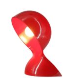 Artemide Dalù table lamp 2 curved semi-sphere red plastic base & lampshade 1966 design Vico Magistretti Italy
