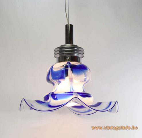 Blue White Glass Flower Pendant Lamp 1