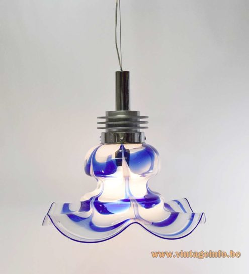 Blue White Glass Flower Pendant Lamp 2