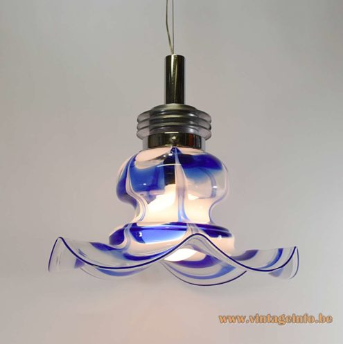 Blue White Glass Flower Pendant Lamp 7