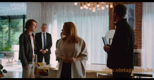 Boulanger Square Tubes Chandelier – 2025 Dutch TV Series Nemesis S1E2 Boulanger square tubes chandelier prop 2025 Dutch TV series Nemesis (S1E2)