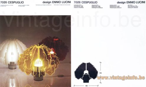 Ennio Lucini Cespuglio table lamp 1969 Design House catalogue picture acrylic radial discs light aluminium base Harvey Guzzini