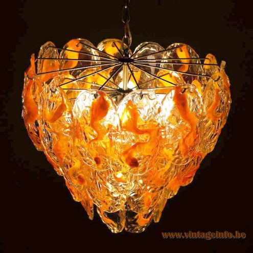 Orange Glass Leaves Chandelier 4