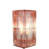 Pink Poliarte table lamp 2 stacked salmon glass cubes lampshade & base 1970s design: Albano Poli Italy