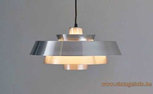 Fog & Mørup Nova pendant lamp solid satin or matte aluminium version 1960s design: Jo Hammerborg, Denmark 