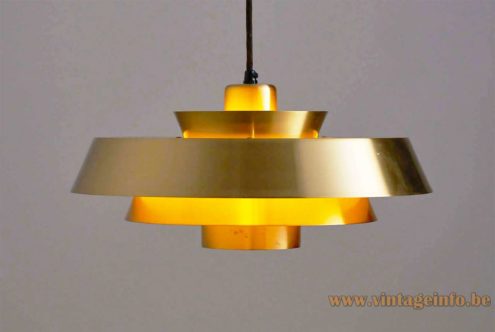Fog & Mørup Nova pendant lamp brass version 1960s design: Jo Hammerborg, Denmark