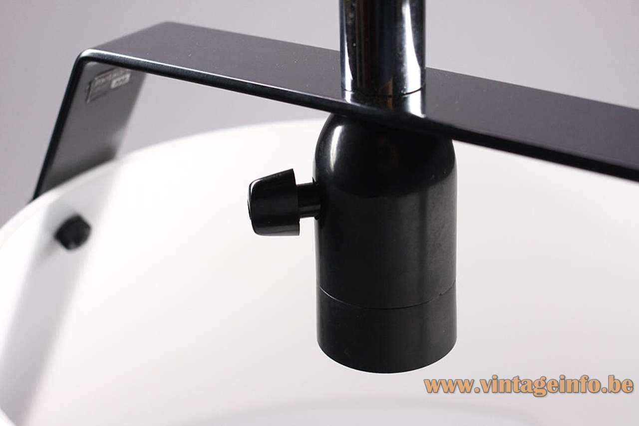 Metalarte Estel Pendant Lamp - 1980S Design: Estudi Blanc, Spain - E27 Socket + Switch Metalarte Estel pendant lamp inside concial white acrylic lampshade black metal slat & E27 socket built-in switch
