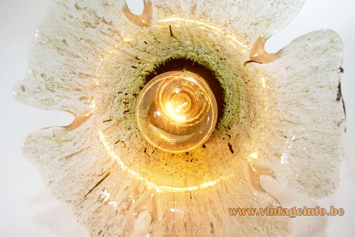 Peill + Putzler Brügge Pendant Lamp - 1970s, 1980s, Germany - Inside View Peill + Putzler Brügge pendant lamp inside view flower glas lampshade E27 socket