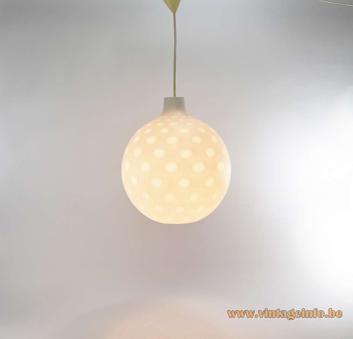 Peill + Putzler Lissabon Pendant Lamp - 1950s Design: Aloys Ferdinand Gangkofner Peill + Putzler Lissabon pendant lamp white opal glass globe dotted lampshade design: Aloys Ferdinand Gangkofner 1950s 1960s